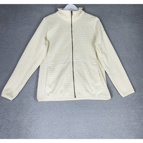 Columbia Sweaters - Columbia Women's Large Jacket Full Zip Rosenblum Knit Cream Ivory Pockets Warm
